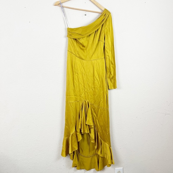 Flor et.al One Sleeve Gold High Low Gown Dress Size 2 - Picture 2 of 7